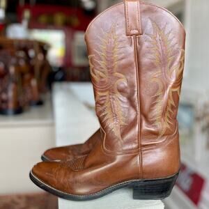 Vintage Brown Tony Lama Boots Leather Cowboy Boots Mens 11.5